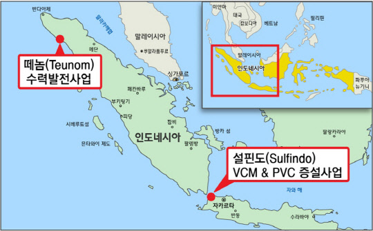 떼놈 수력발전사업, 설핀도 VCM & PVC 증설사업 위치도<현대엔지니어링 제공>